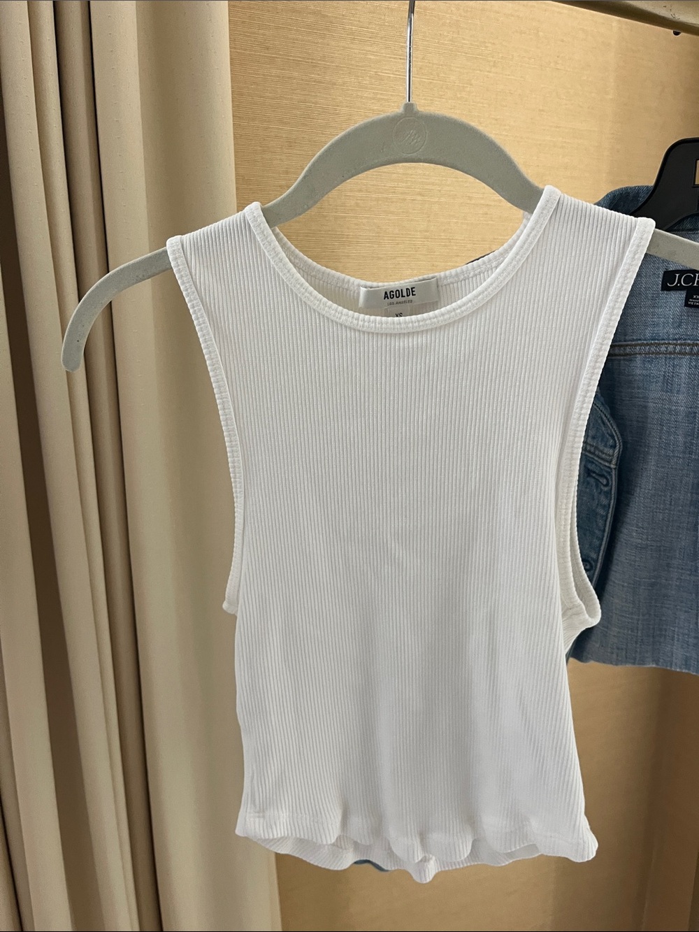 Agolde White Ribbed Crop Tank